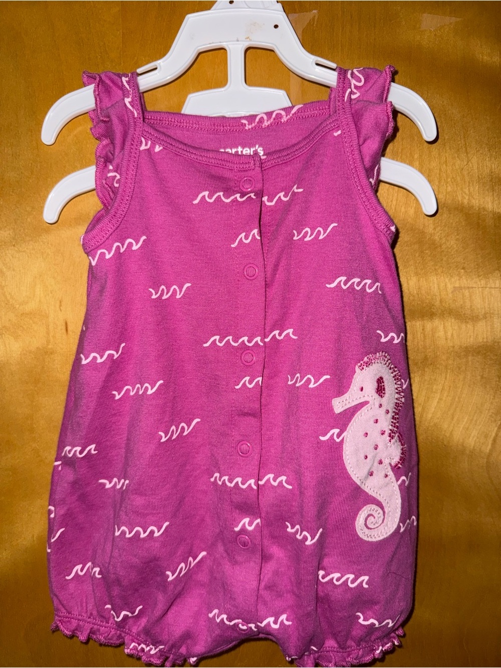 Carter's Fuchsia Pink Seahorse Sleeveless Pajama Romper